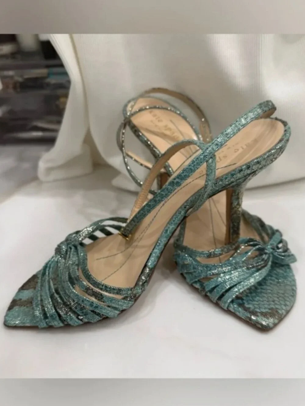 Kate Spade Teal Metallic Strappy Sandal Women's Size 9.5